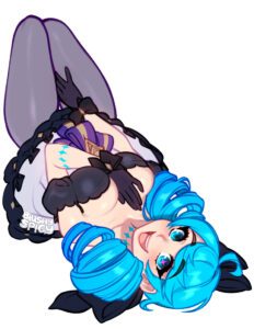 gwen-game-porn-–-hand-on-head,-smile,-legwear,-cleavage,-smiling-at-viewer,-light-skin