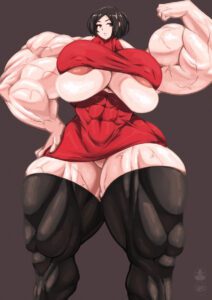 resident-evil-sex-art-–-muscular-female,-extreme-muscles,-abs,-sweat,-flexing,-roneesan,-hyper-breasts