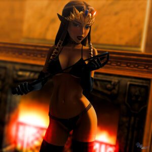the-legend-of-zelda-hentai-porn-–-highres,-princess-zelda,-tongue-out,-princess,-black-bikini