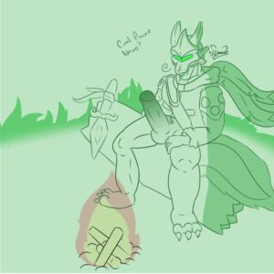 genji-hentai-xxx-–-solo,-robot,-genitals,-dragon-humanoid,-animal-humanoid,-erection,-simple-background