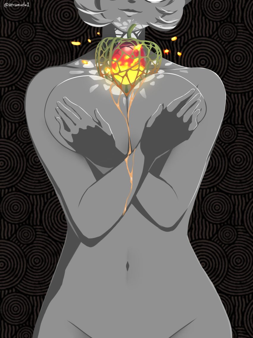 the-legend-of-zelda-hentai-art-–-fire,-purah-(tears-of-the-kingdom),-glowing,-female-only,-nude-female,-food,-short-hair