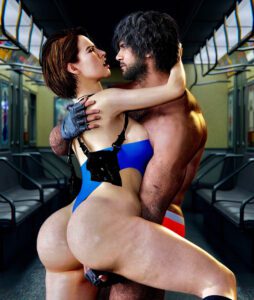 resident-evil-sex-art-–-masturbating-partner,-thong-leotard,-carlos-oliveira,-thong,-thick-thighs,-open-mouth,-bubble-butt