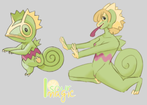 pokemon-hentai-art-–-green-body,-yellow-skin,-kecleon,-hair,-tail