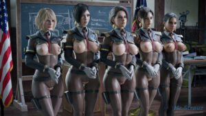 resident-evil-game-porn-–-breasts,-crotchless,-uniform,-nipple-piercing,-shaved-pussy