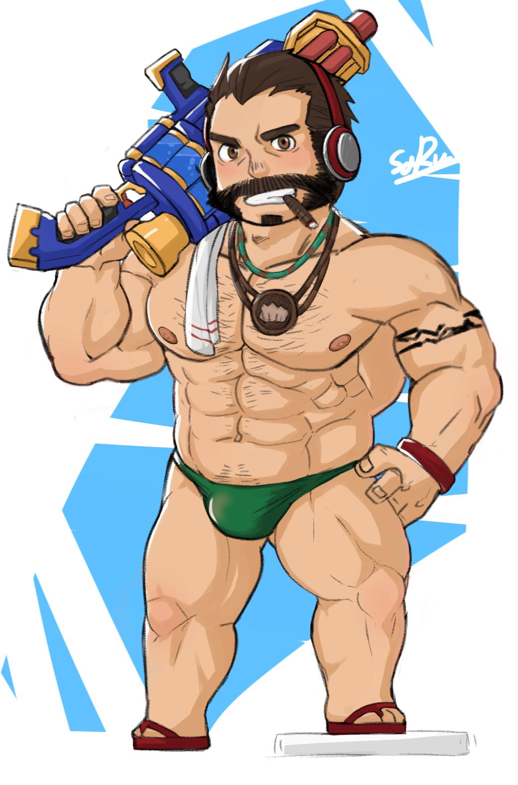 graves-hentai-porn-–-holding,-muscular,-standing,-male,-speedo,-brown-eyes