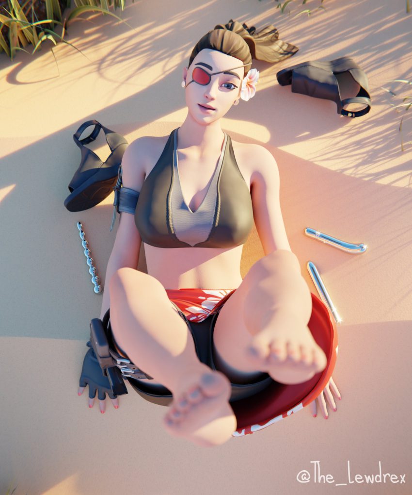 fortnite-porn-–-pants,-earrings,-sandals,-ponytail,-piercing,-outside