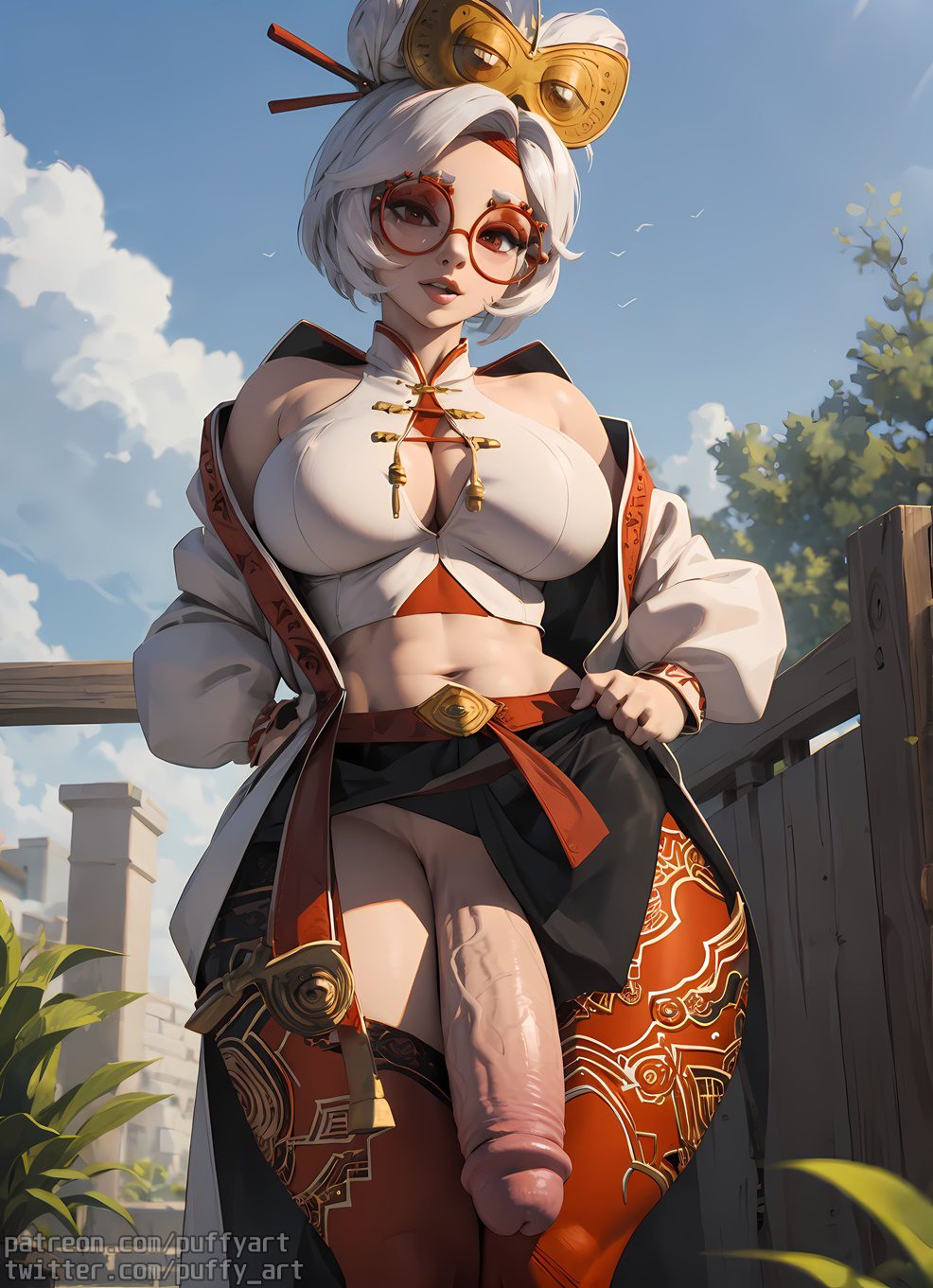 the-legend-of-zelda-hentai-porn-–-futanari,-thighs,-white-hair,-glasses