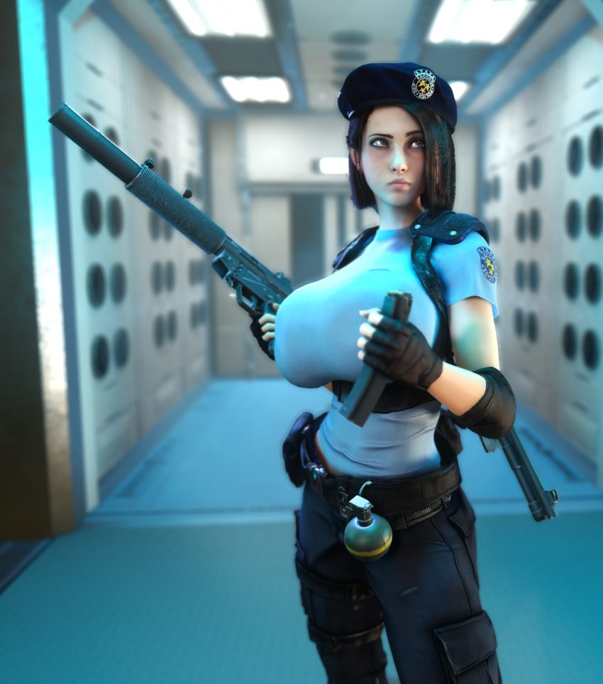 resident-evil-hentai-–-solo,-weapon,-holding-gun,-alternate-breast-size,-holding-weapon,-holding-object,-female-solo