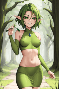 the-legend-of-zelda-hentai-xxx-–-saria,-green-hair,-outside,-absurd-res,-ai-generated,-nipples-visible-through-clothing
