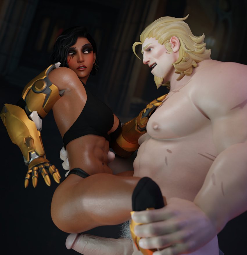 overwatch-hentai-art-–-dark-skinned-female,-reinhardt,-dark-skin,-imminent-penetration,-interracial,-egyptian,-light-skinned-male
