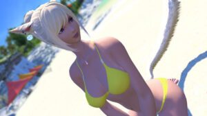 final-fantasy-game-porn-–-yellow-bikini,-big-breasts,-catgirl,-big-butt,-tail,-big-ass,-miqo&#