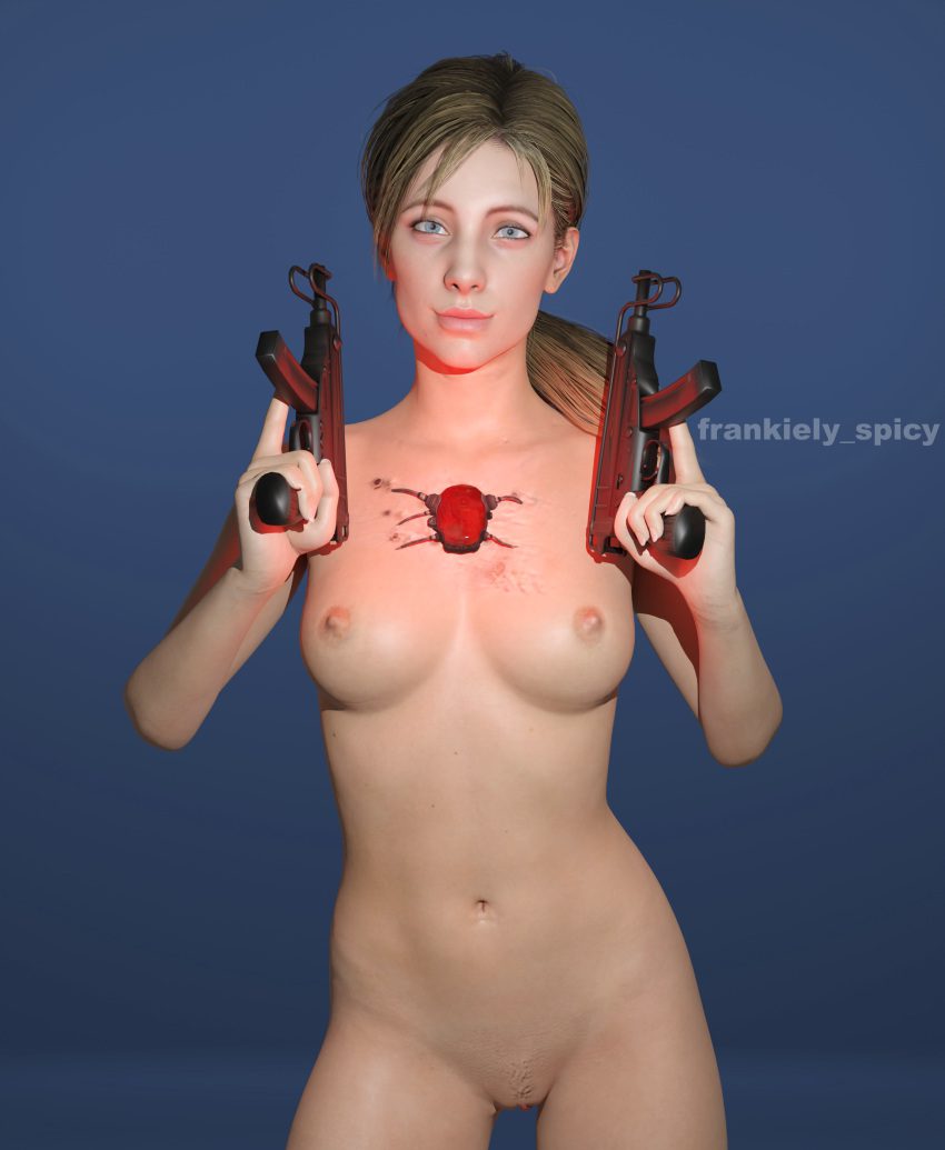 resident-evil-rule-–-gun,-muscular-female,-blonde-hair,-jill-valentine-(blonde),-smiling,-capcom