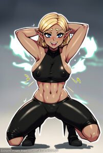 the-legend-of-zelda-rule-porn-–-bra,-leather-pants,-breath-of-the-wild,-short-hair,-ai-hands,-smirk,-platform-heels