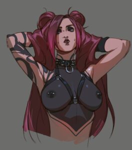 league-of-legends-hentai-art-–-nose-ring,-bondage-outfit,-medium-breasts,-harness-bra,-treslech3s