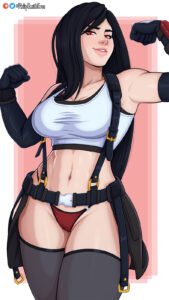 final-fantasy-game-hentai-–-smiling,-tifa-lockhart,-flexing-bicep,-flexing,-looking-at-viewer,-long-hair