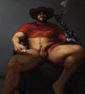 overwatch-sex-art-–-holding-cigar,-cole-cassidy,-volgayart,-hairy-male,-on-couch,-cigar,-holding-object