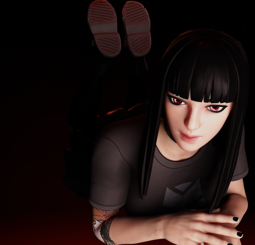 charlotte-xxx-art-–-footwear,-black-hair,-alternate-version-available,-pink-eyes