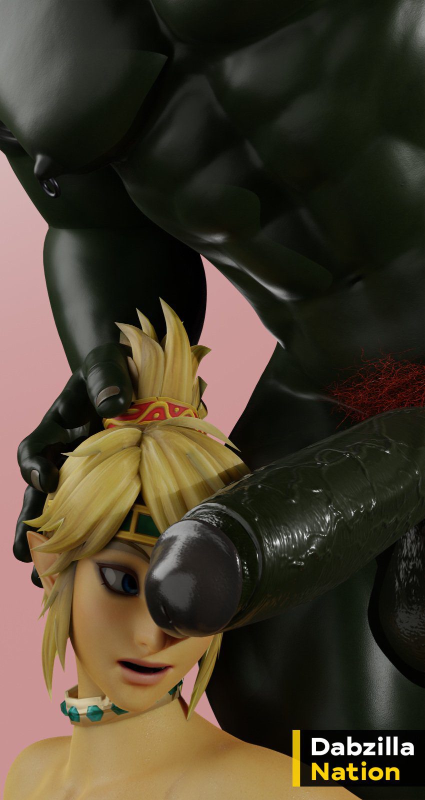 the-legend-of-zelda-porn-hentai-–-link-(tears-of-the-kingdom),-eyes,-hand-behind-head,-kneeling,-dark-penis