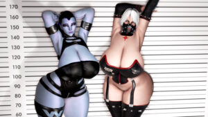 overwatch-free-sex-art-–-topless,-white-skin,-thighs,-big-breasts,-high-heels,-yellow-eyes,-collar