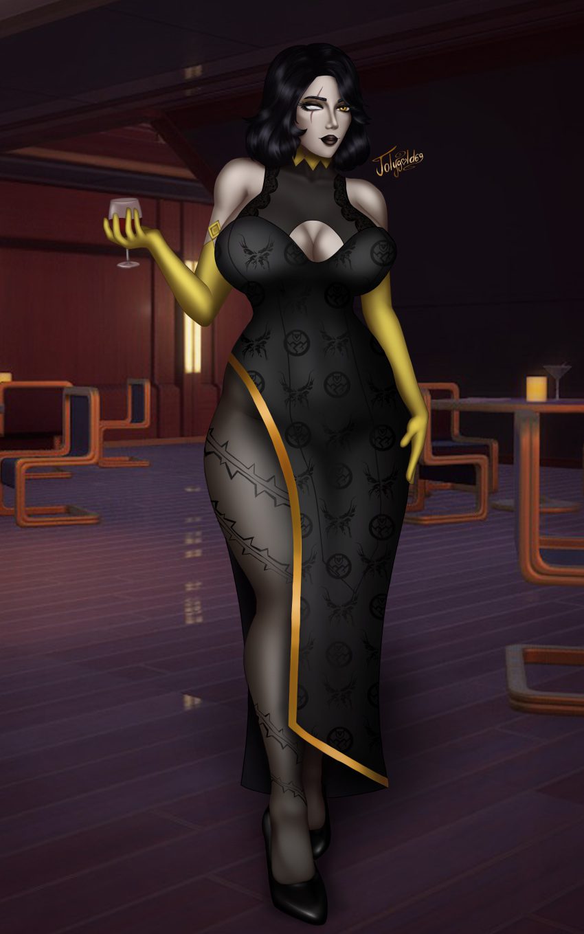 marigold-free-sex-art-–-open-clothes,-heels,-solo,-black-dress,-gloves,-female-only