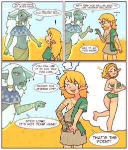 the-legend-of-zelda-hot-hentai-–-zonai-link,-strapless-bra,-speech-bubble,-ass,-text,-bikini,-…