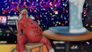 fortnite-xxx-art-–-red-skin,-inflation,-stuffed-belly,-hand-on-belly,-bloated-belly,-belly-inflation,-chair