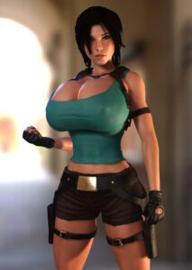 tomb-raider-hentai-art-–-short-shorts,-artwork),-lara-croft,-female-solo,-shorts,-hair-over-one-eye