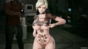 overwatch-hentai-xxx-–-underboob,-tattoo-on-face,-tattoo-on-belly,-smartphone,-tattoo-on-arm,-blue-eyes