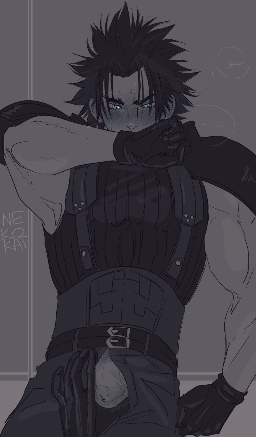 final-fantasy-hentai-xxx-–-covering-own-mouth,-bulge-through-clothing,-s,-open-pants,-nekokatoner-in-pants