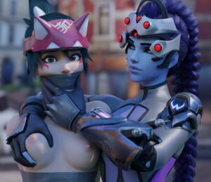 kiriko-rule-–-fondling,-tape-bondage,-purple-skin,-tied-up,-breasts,-video-games,-widowmaker