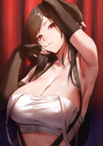 final-fantasy-sex-art-–-solo,-black-gloves,-brown-hair,-armpits,-blush,-white-tank-top,-bare-shoulders