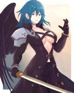 final-fantasy-xxx-art-–-highres,-blue-hair,-feathers,-black-feathers,-holding-sword,-leather