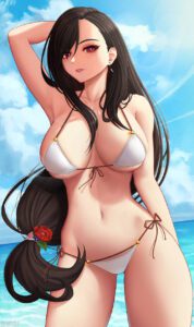 final-fantasy-free-sex-art-–-sky,-side-tie-swimsuit,-white-swimsuit,-outside,-tifa-lockhart,-red-eyes