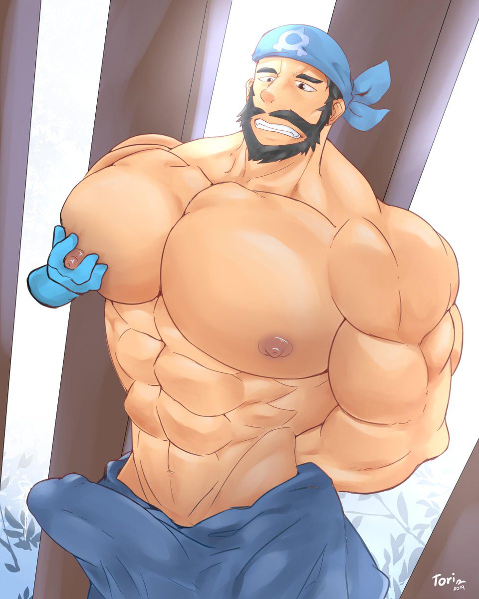archie-hentai-art-–-beard,-headkerchief,-facial-hair,-bara,-solo,-keviny007