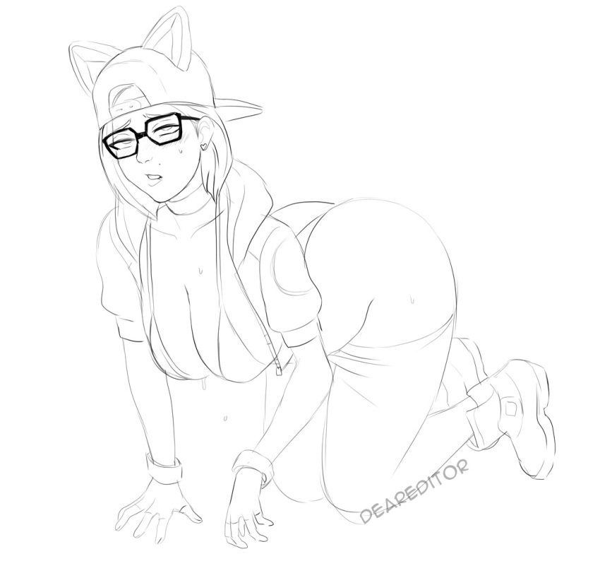 lynx-hentai-porn-–-bikini-bottom,-blush,-unzipped-jacket,-sweat