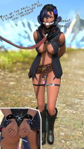 final-fantasy-free-sex-art-–-au-ra,-exposed-breasts,-cuffs,-leash,-captured,-struggling,-collar