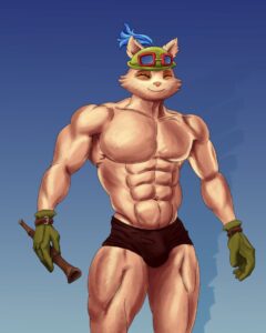league-of-legends-rule-porn-–-muscular-anthro,-clothed,-solo,-green-handwear,-standing,-clothing,-eyewear