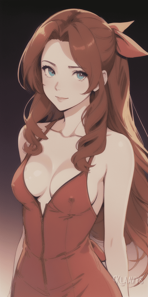 final-fantasy-free-sex-art-–-aerith-gainsborough,-red-dress,-blue-eyes,-cleavage,-dress