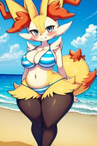 pokemon-hentai-art-–-bikini,-striped,-beach,-braixen,-ai-generated