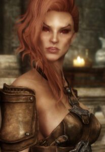 skyrim-xxx-art-–-the-elder-scrolls,-dunmer,-red-hair,-armor,-nonstickypants,-dark-elf,-grey-skin