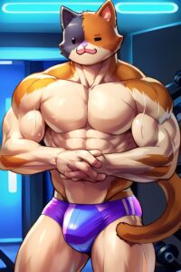 meowscles-rule-xxx-–-briefs,-pink-nose,-feline,-catboy,-white-body,-tricolor