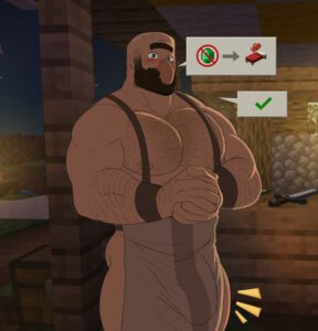 villager-rule-xxx-–-beard,-big-nose,-solo-male,-bulge,-apron-only,-blush