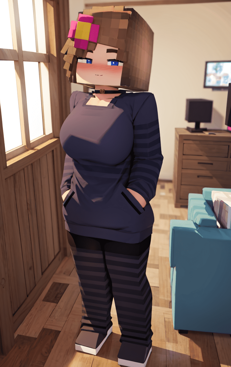 minecraft-xxx-art-–-smug-smile,-smug-eyes,-female-only,-thick-thighs,-blush,-shiny-skin,-collar