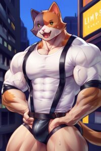 meowscles-hentai-porn-–-muscular-anthro,-ai-generated,-felis,-abs,-bulge,-leather-clothing