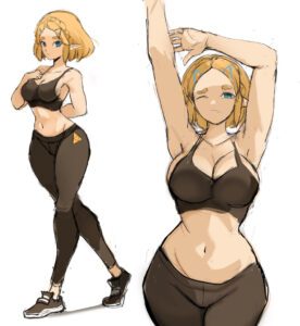 the-legend-of-zelda-game-hentai-–-tight-clothing,-princess-zelda,-nintendo,-sports-bra,-short-hair