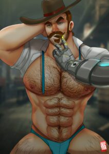overwatch-hentai-porn-–-hat,-doctor-anfelo,-bulge,-male-only,-robotic-arm,-muscular