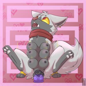 pokemon-xxx-art-–-dildo-sitting,-piercing,-scarf,-two-tone-ears,-looking-pleasured,-female