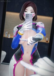 overwatch-hentai-art-–-holding-phone,-gloves,-asian-female,-hiding-pussy,-asian