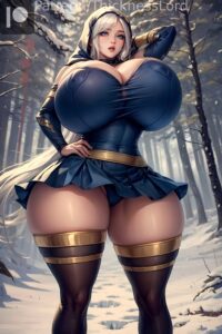 ashe-hentai-art-–-cleavage,-ai-generated,-white-hair,-female