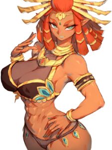 the-legend-of-zelda-porn-hentai-–-red-hair,-alternate-breast-size,-abs,-dark-skinned-female,-tears-of-the-kingdom,-riju,-fumio-(rsqkr)